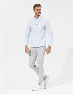 شلوار کتان و پارچه ای مردانه جیبدار نخی جذب خاکستری روشن پیرکاردین