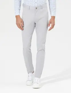 شلوار کتان و پارچه ای مردانه جیبدار نخی جذب خاکستری روشن پیرکاردین