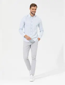 شلوار کتان و پارچه ای مردانه جیبدار نخی جذب خاکستری روشن پیرکاردین