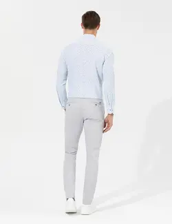 شلوار کتان و پارچه ای مردانه جیبدار نخی جذب خاکستری روشن پیرکاردین