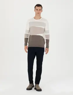 شلوار کتان و پارچه ای مردانه جیبدار جذب سرمه ای پیرکاردین