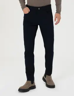 شلوار کتان و پارچه ای مردانه جیبدار جذب سرمه ای پیرکاردین