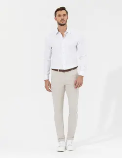 شلوار کتان و پارچه ای مردانه طرحدار جیبدار مدل جذب بژ پیرکاردین