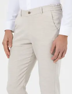 شلوار کتان و پارچه ای مردانه طرحدار جیبدار مدل جذب بژ پیرکاردین