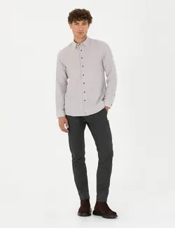 شلوار کتان و پارچه ای مردانه طرحدار جیبدار مدل جذب زغالی پیرکاردین