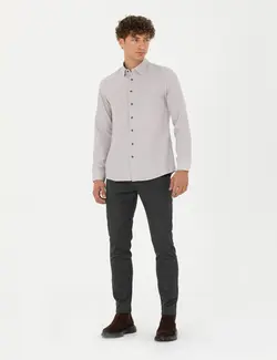 شلوار کتان و پارچه ای مردانه طرحدار جیبدار مدل جذب زغالی پیرکاردین