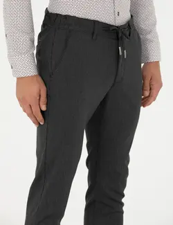 شلوار کتان و پارچه ای مردانه طرحدار جیبدار مدل جذب زغالی پیرکاردین