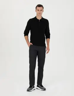 شلوار کتان و پارچه ای مردانه طرحدار جیبدار زغالی پیرکاردین