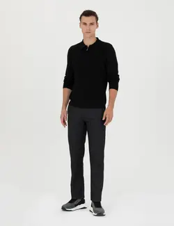 شلوار کتان و پارچه ای مردانه طرحدار جیبدار زغالی پیرکاردین