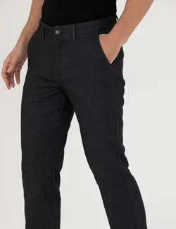 شلوار کتان و پارچه ای مردانه طرحدار جیبدار زغالی پیرکاردین