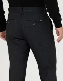 شلوار کتان و پارچه ای مردانه طرحدار جیبدار زغالی پیرکاردین