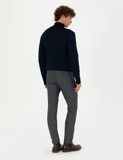 شلوار کتان و پارچه ای مردانه طرحدار جیبدار مدل جذب سرمه ای پیرکاردین