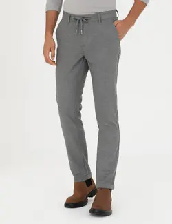 شلوار کتان و پارچه ای مردانه طرحدار جیبدار مدل جذب خاکستری پیرکاردین