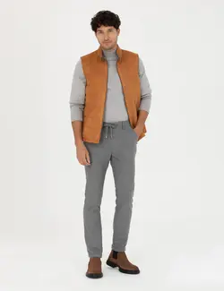 شلوار کتان و پارچه ای مردانه طرحدار جیبدار مدل جذب خاکستری پیرکاردین