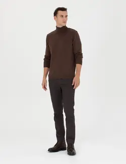 شلوار کتان و پارچه ای مردانه طرحدار جیبدار مدل جذب قهوه ای  پیرکاردین