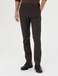 شلوار کتان و پارچه ای مردانه طرحدار جیبدار مدل جذب قهوه ای  پیرکاردین