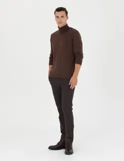 شلوار کتان و پارچه ای مردانه طرحدار جیبدار مدل جذب قهوه ای  پیرکاردین