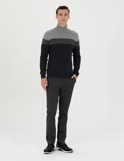 شلوار کتان و پارچه ای مردانه طرحدار جیبدار مدل جذب زغالی پیرکاردین