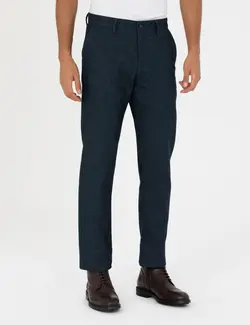 شلوار کتان و پارچه ای مردانه طرحدار جیبدار سرمه ای پیرکاردین