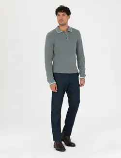 شلوار کتان و پارچه ای مردانه طرحدار جیبدار سرمه ای پیرکاردین