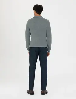 شلوار کتان و پارچه ای مردانه طرحدار جیبدار سرمه ای پیرکاردین