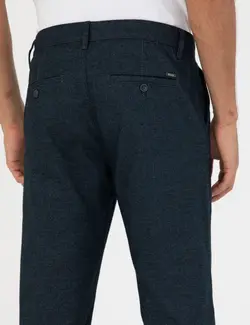 شلوار کتان و پارچه ای مردانه طرحدار جیبدار سرمه ای پیرکاردین