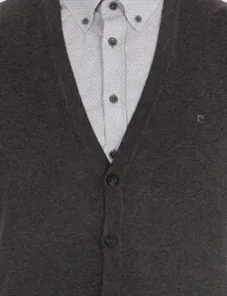 ژاکت مردانه یقه هفت نخی مدل جذب خاکستری ملانژ پیرکاردین