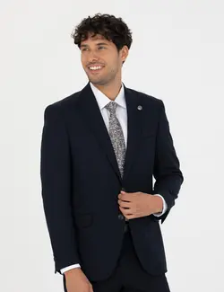 کت و شلوار مردانه ساده جذب سرمه ای پیرکاردین