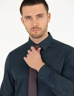 پیراهن آستین بلند مردانه جذب سرمه ای پیرکاردین