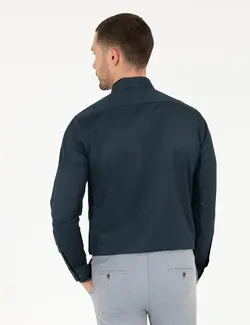 پیراهن آستین بلند مردانه جذب سرمه ای پیرکاردین