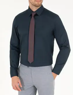 پیراهن آستین بلند مردانه جذب سرمه ای پیرکاردین