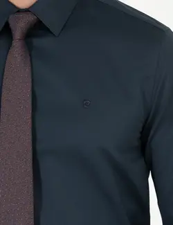 پیراهن آستین بلند مردانه جذب سرمه ای پیرکاردین