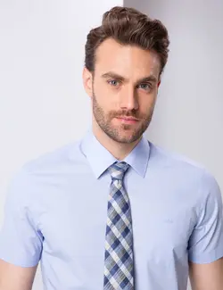 پیراهن آستین کوتاه مردانه آبی روشن پیرکاردین