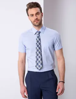 پیراهن آستین کوتاه مردانه آبی روشن پیرکاردین