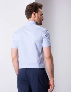 پیراهن آستین کوتاه مردانه آبی روشن پیرکاردین