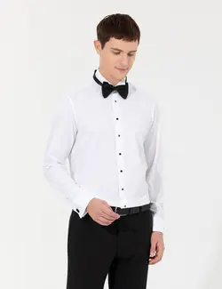 پیراهن آستین بلند مردانه جذب سفید پیرکاردین