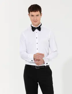 پیراهن آستین بلند مردانه جذب سفید پیرکاردین