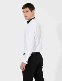 پیراهن آستین بلند مردانه جذب سفید پیرکاردین