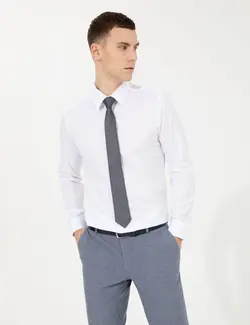 پیراهن آستین بلند مردانه جذب سفید پیرکاردین