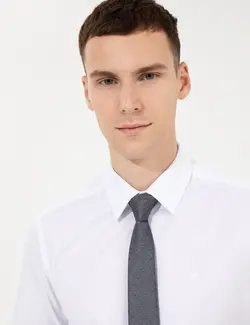 پیراهن آستین بلند مردانه جذب سفید پیرکاردین