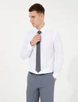 پیراهن آستین بلند مردانه جذب سفید پیرکاردین