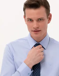 پیراهن آستین بلند مردانه جذب آبی تیره پیرکاردین