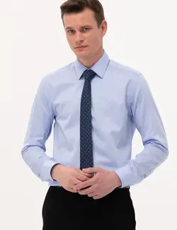 پیراهن آستین بلند مردانه جذب آبی تیره پیرکاردین