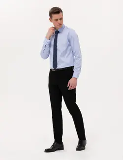 پیراهن آستین بلند مردانه جذب آبی تیره پیرکاردین