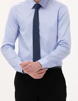 پیراهن آستین بلند مردانه جذب آبی تیره پیرکاردین