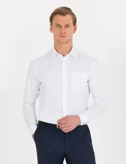 پیراهن آستین بلند مردانه معمولی سفید پیرکاردین