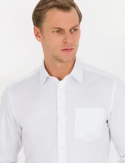 پیراهن آستین بلند مردانه معمولی سفید پیرکاردین