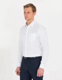 پیراهن آستین بلند مردانه معمولی سفید پیرکاردین