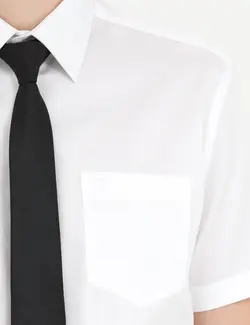 پیراهن آستین کوتاه مردانه یقه برگردان تک جیب سفید پیرکاردین