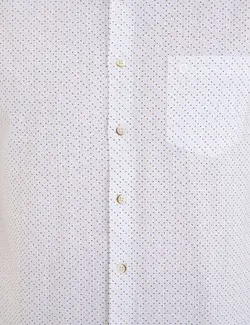 پیراهن آستین کوتاه مردانه یقه برگردان طرحدار تک جیب سفید پیرکاردین